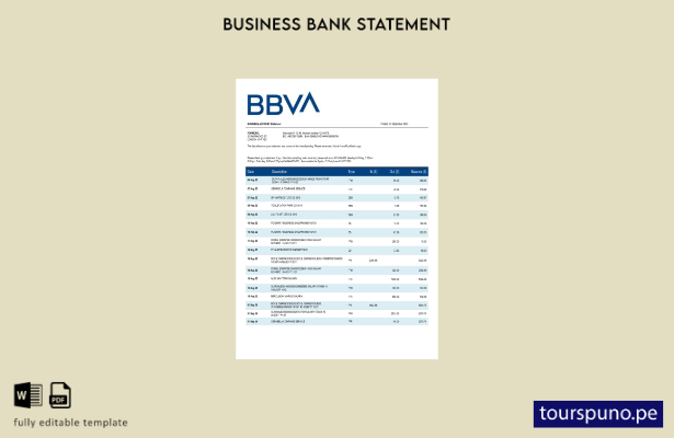 listo para imprimir extracto de organización del Banco BBVA Plantilla en Word y 